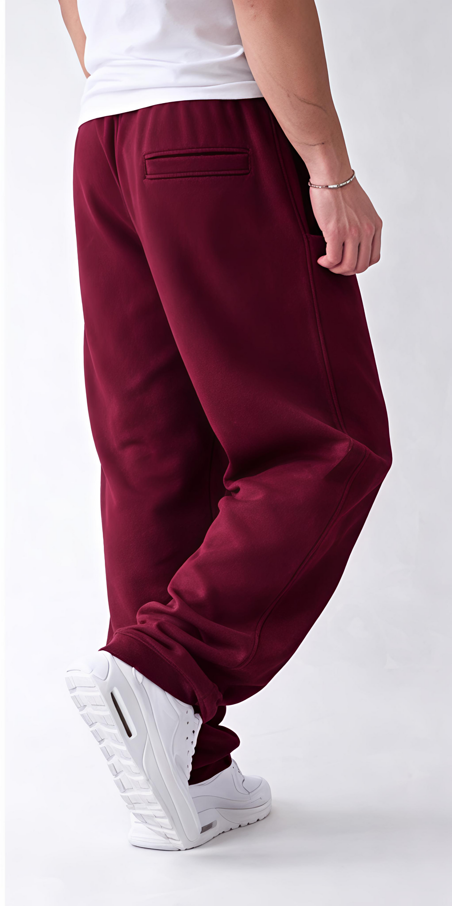 Nike Maroon Track Baggy Joggers – Relaxed Fit