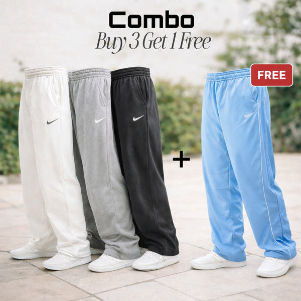 Nike Baggy Joggers – White, Grey, Black & Sky Blue | Buy 3 Get 1 Free Combo