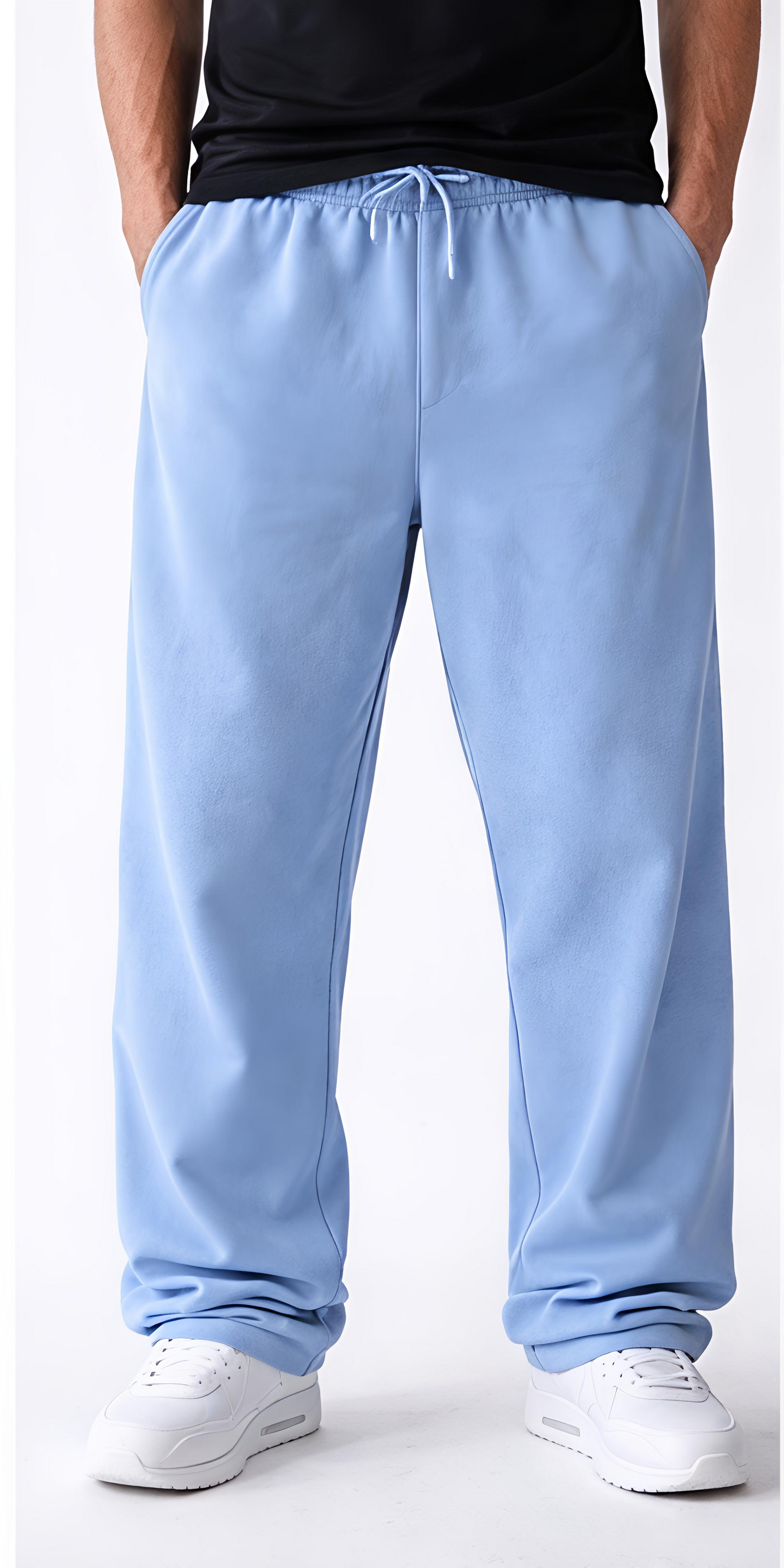 Nike Premium Baggy Fit Track Joggers – Sky Blue Streetwear Pants